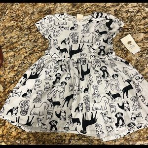 Cute White dress with black dog designs